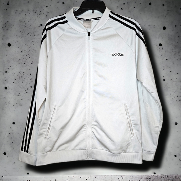 Addidas unisex white black stripped  Lightweight jacket - Picture 1 of 5